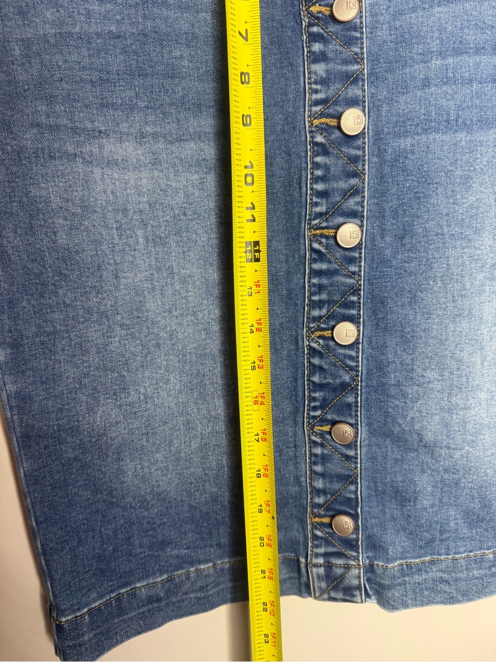 Front Button Blue Denim Pencil Skirt - Picture 8 of 8